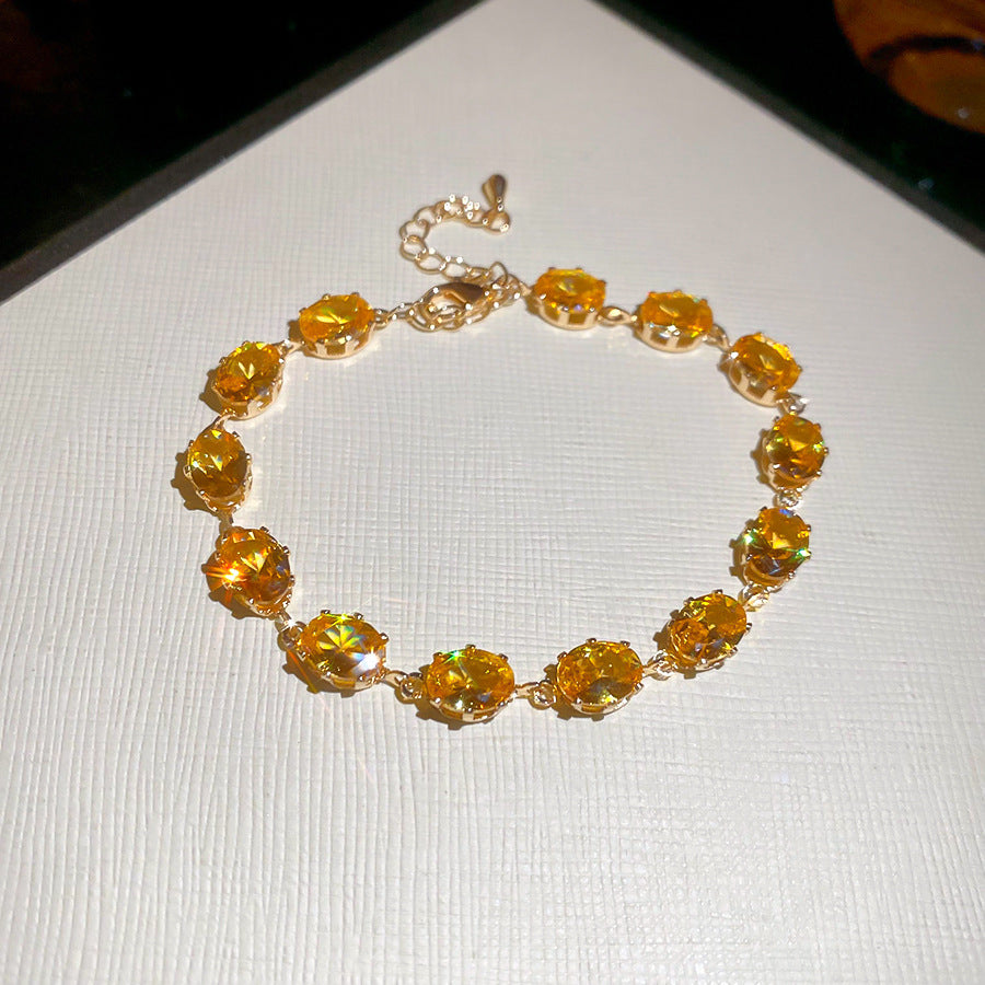 Korean Ins Rhombus Cubic Zirconia Bracelet Dainty Handmade Crafted Bangle Artisan Jewelry