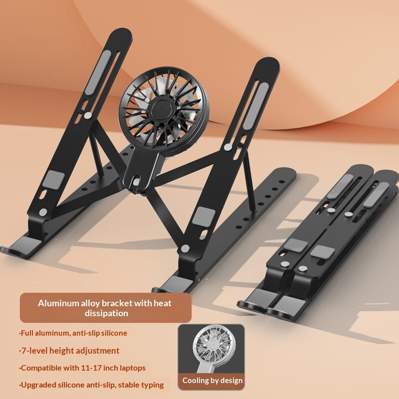 New Laptop Stand With Adjustable And Foldable Height, Aluminum Alloy Bracket With Cooling Fan