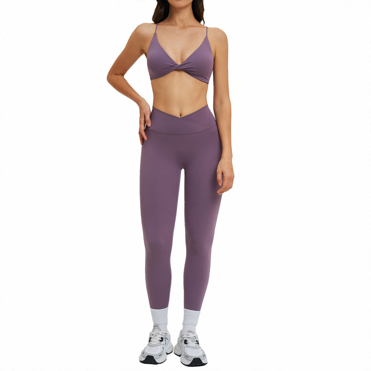 Yoga Set Brushed Fabric Thin Straps Beautiful Back Tight-fit Outfit