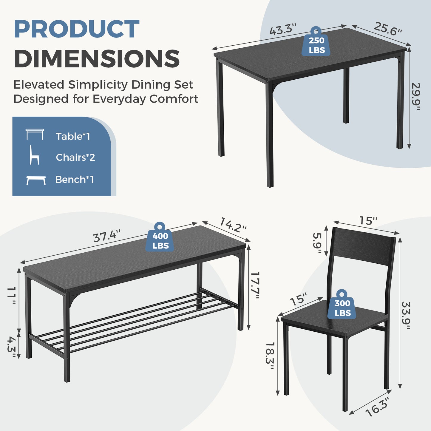 Dining Table, Dining Table Set That Can Accommodate 4 People And Is Equipped With Benches, Simple Assembly Kitchen Table