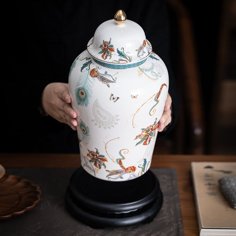 Enamel-color Generals Jar Ceramic Tea Canister