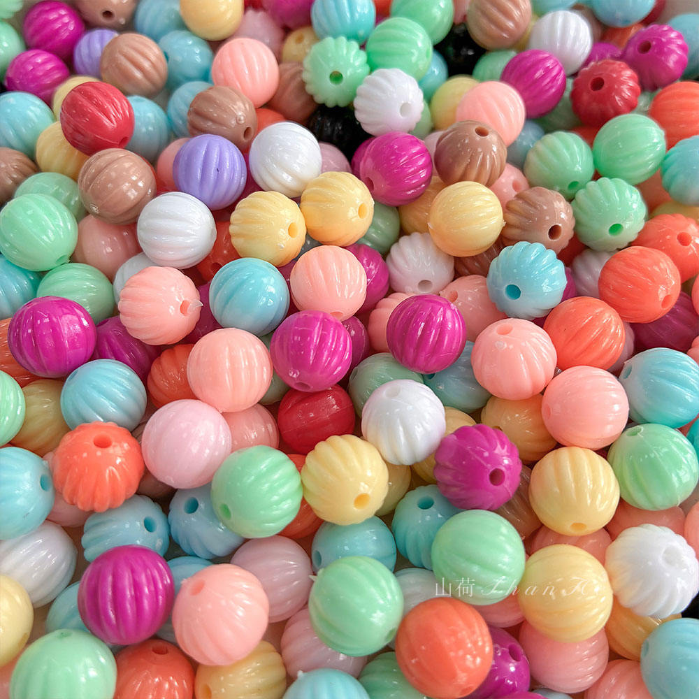 10mm Pumpkin Acrylic Beads, Solid Color PS Plastic Round Charms With Straight Hole For DIY Jewelry Making, Bracelets, Necklaces & Kids Crafts, Mixed Pastel Colors