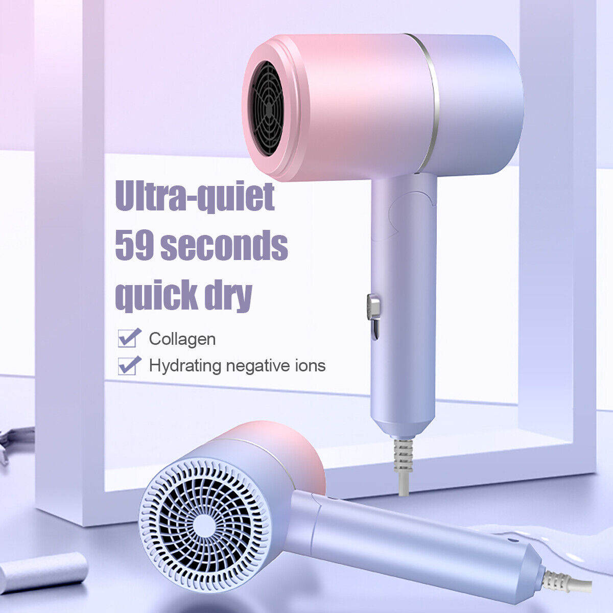 Hair Dryer Professional Household Electric Negative Ionic Hairdryer Foldable