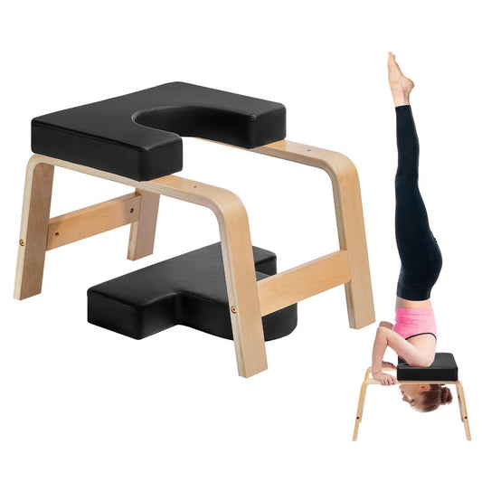 Yoga Kopfstandbank Inversionsstuhl 136 Kg Tragkraft Für Das Familien-Fitnessstudio, Kopfstandtrainer Mit Holzrahmen Und PU Polster, Stand-Yoga-Hocker Für Kraft- Und Gleichgewichtstraining