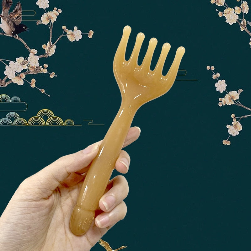 Resin Five-prong Massage Comb, Head Massager For Meridians And Acupoints