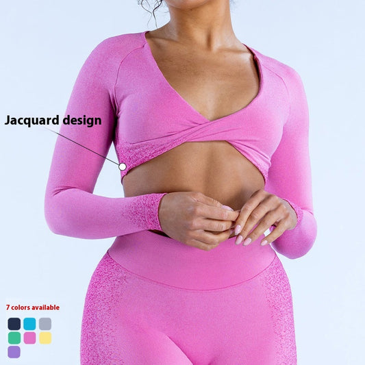 Short Top Sports Fitness T-shirt Half Sleeve Conspicuous Long Sleeve Yoga Wear