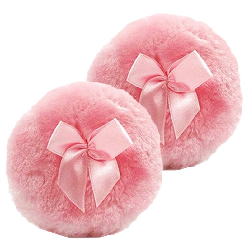Round Bow-Knot Powder Puff Plush Makeup Sponge