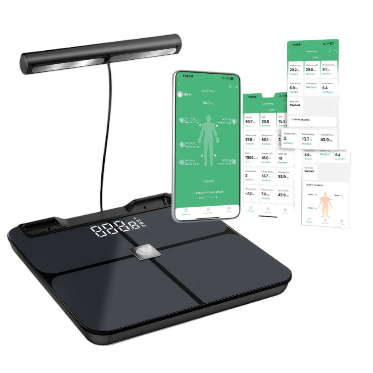 Smart Body Composition Scale, Digital Bluetooth Bathroom Weight And Body Fat Analyzer With App Tracking