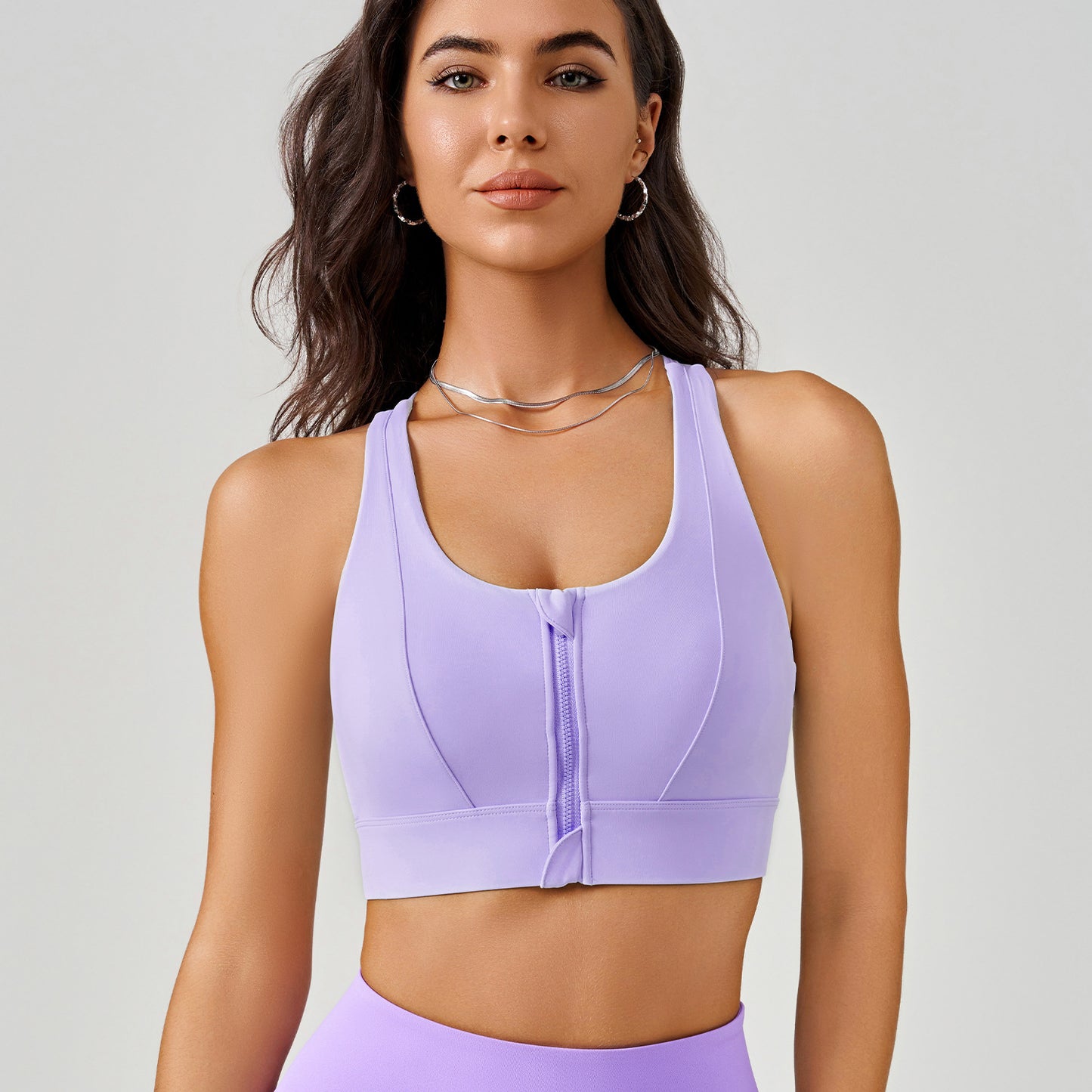 New Spring & Summer Front Zipper Yoga Bra, Back Support High Impact Shockproof Running Vest, Integrated Sports Yoga Top