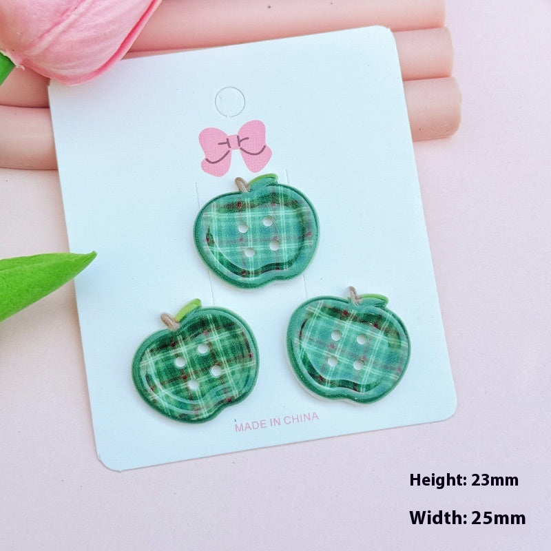 Colorful Printed Plaid Button Acrylic Diy Ornament Accessories