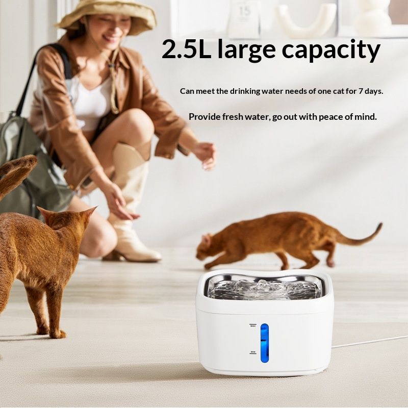 Smart Cat Water Fountain With Automatic Sensor And Wireless Power Supply