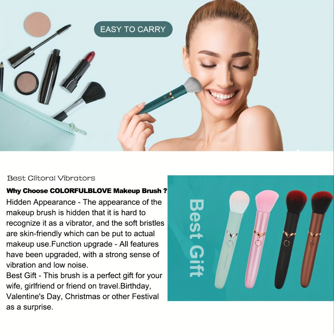 Discreet Mini Bullet For Women Elegant Makeup Brush Vibrator,Travel Friendly Body Massager With Nipple Stimulation