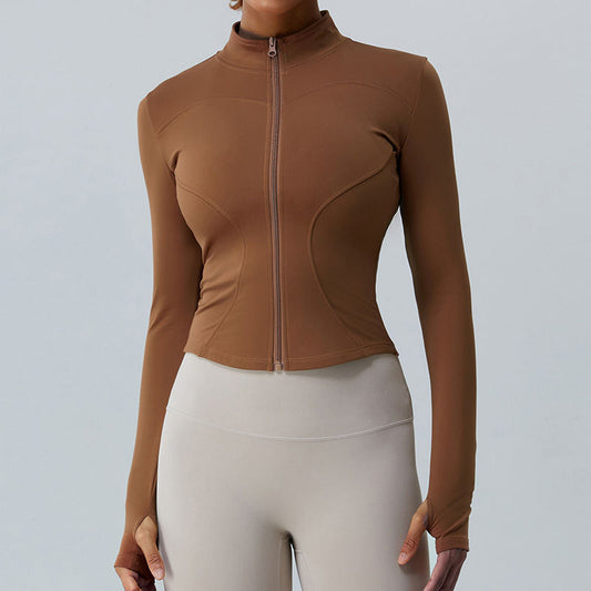 Women's New Fleece-lined Yoga Exercise Jacket Long-sleeved Yoga Clothing Top