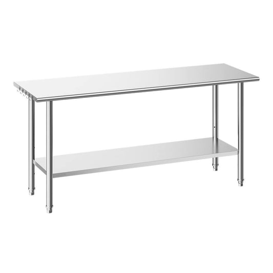 Stainless Steel Work Table, 24x72 Inch Food Prep Table, Commercial Kitchen Workstation With Adjustable Undershelf, Metal Heavy Duty Utility Worktable, For Restaurant Home Hotel Garage Outdoor