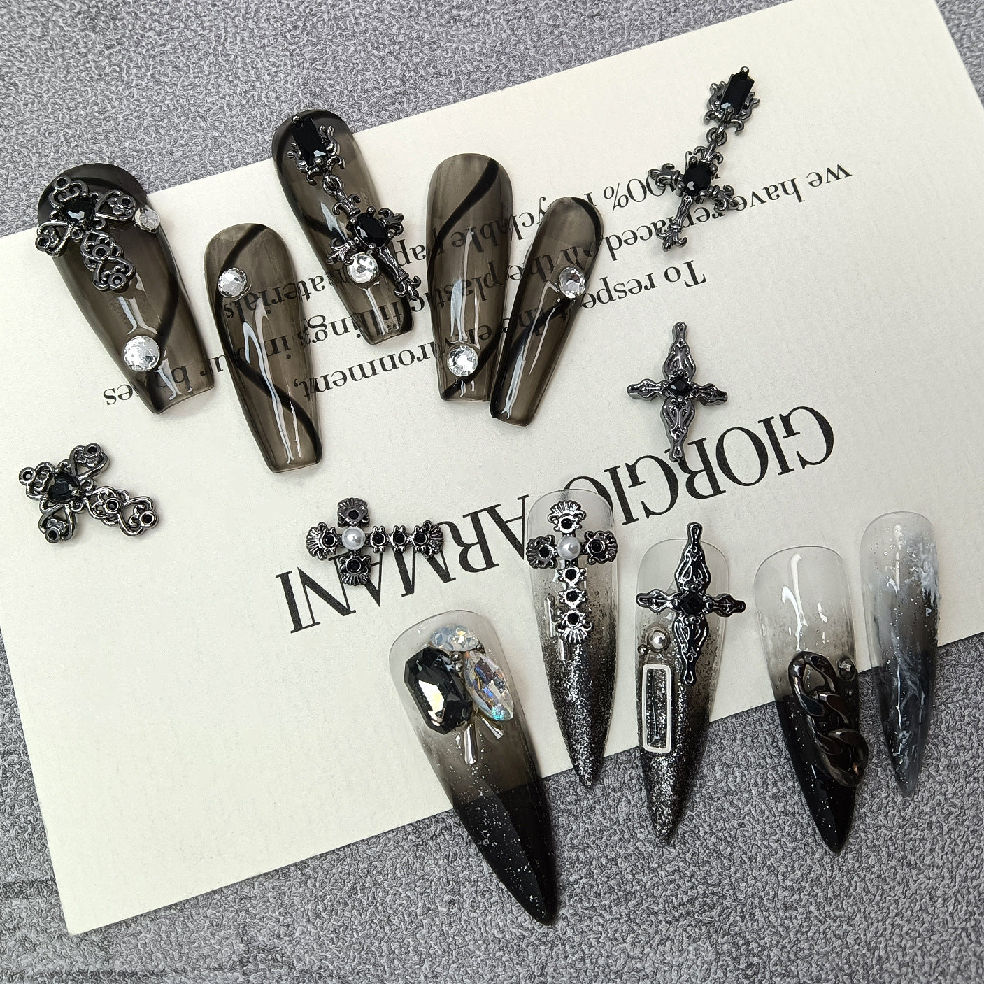 Copper Inlaid Zircon Style Nail Art Accessories Dark Zircon