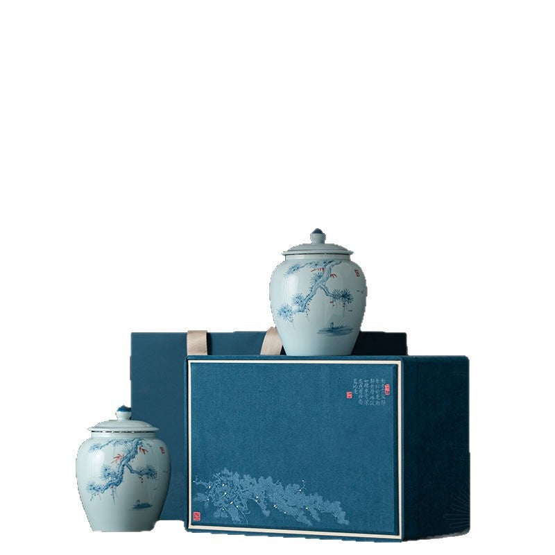 New Style Ceramic Tea Caddy High-End Storage Sealed Double-Can Empty Gift Box