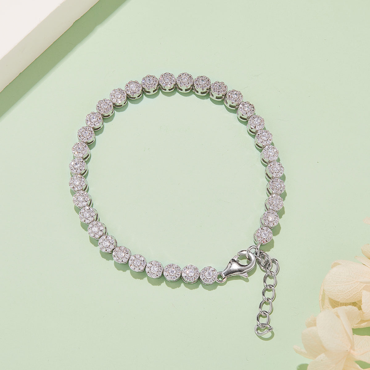 S925 Sterling Silver 2mm&1.2mm Moissanite Cluster Tennis Bracelet 18cm 297pcs D Color VVS1 GRA Certified Platinum Plated Gift Box