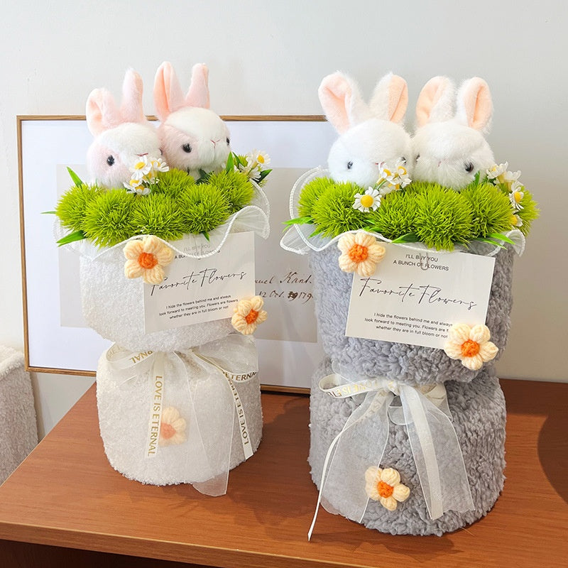 Internet-famous Rabbit Eating Grass Plush Bouquet Gift