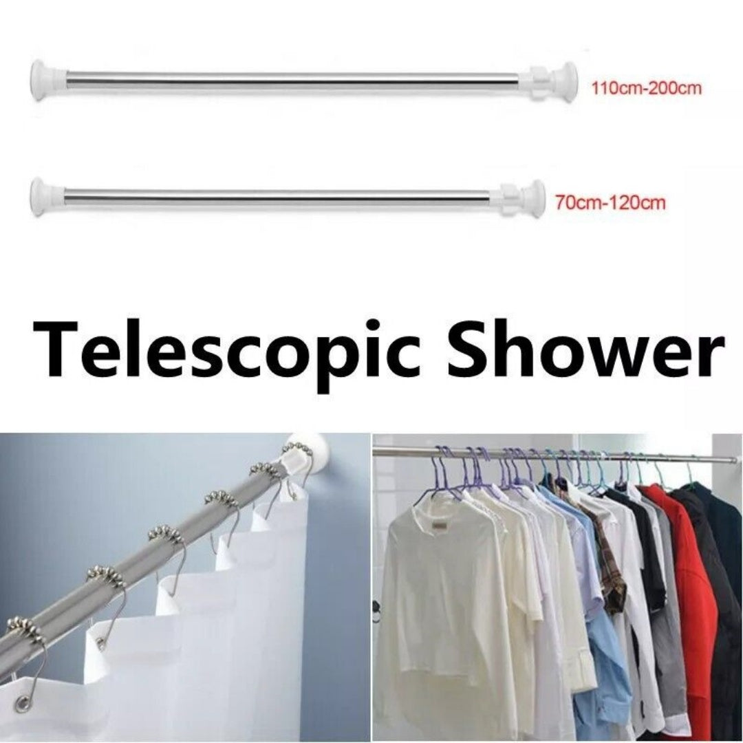 Heavy Duty Extendable Telescopic Shower Curtain Pole Rail Rod Bath Door Window--70-120cm