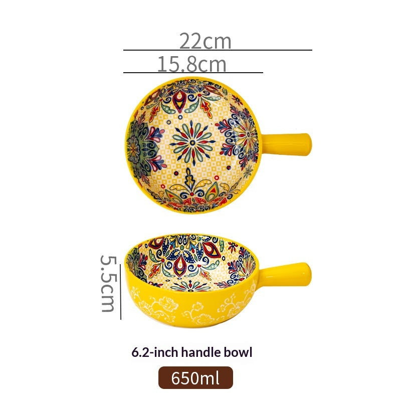 Bohemian Ceramic-handled Bowl Creative Design For Home Use