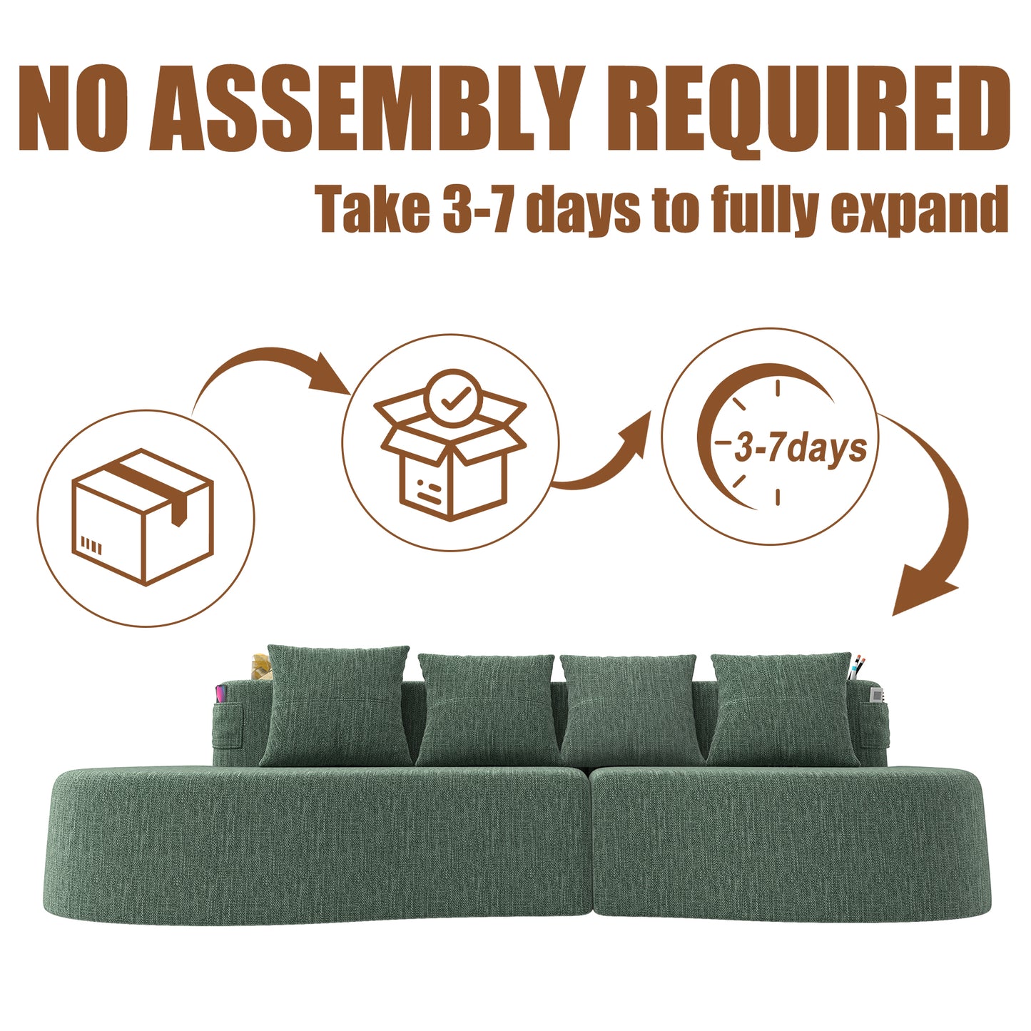 Modern Curved Sectional 3 Seat Minimalist Elegant Half Moon Sofa Compressed Modular Sectional Sofa For Living Room, Office, Apartment