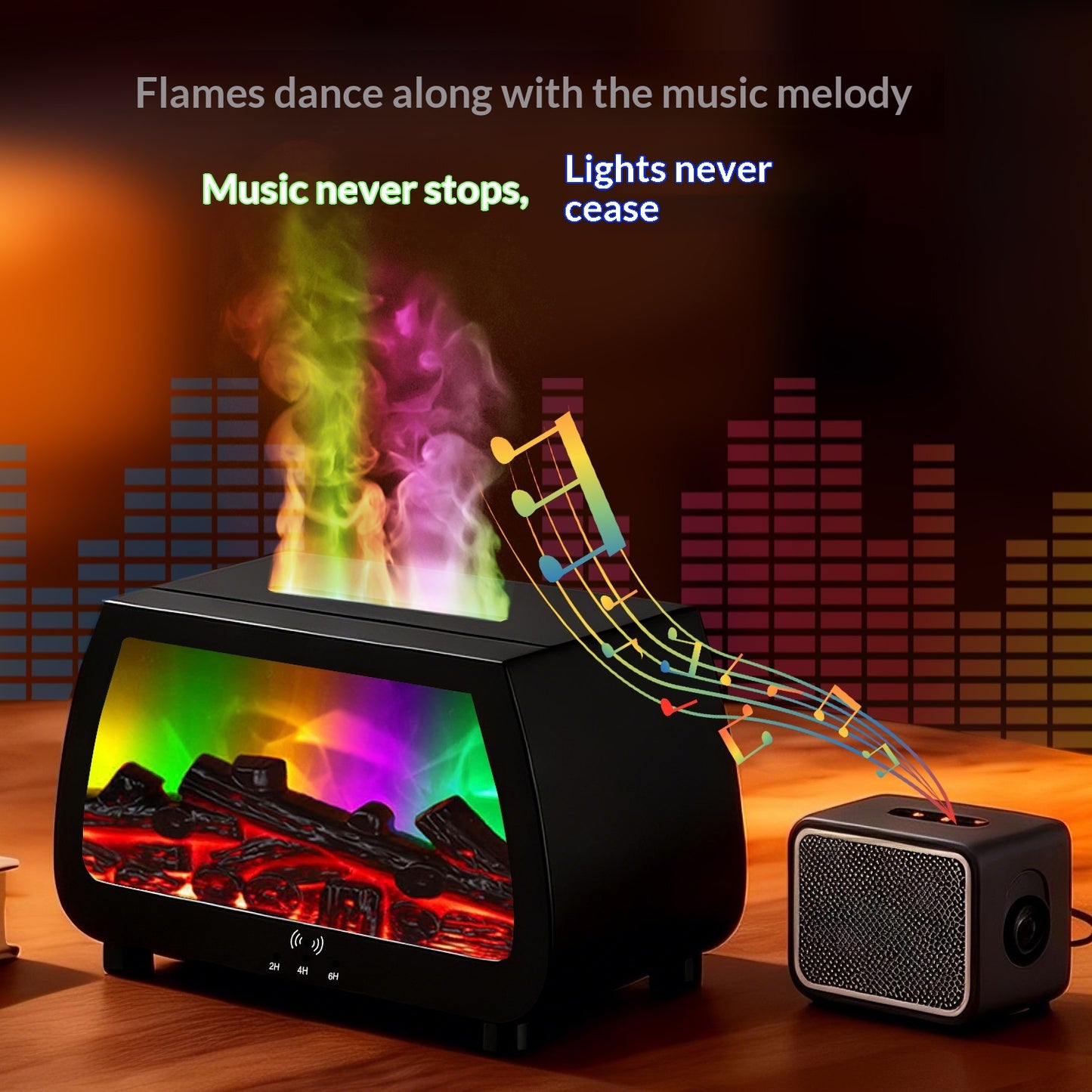 Steam Fireplace Aroma Diffuser Flame Humidifier Small Home Automatic Fragrance Sprayer