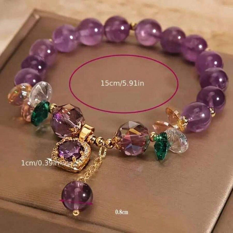 European And American Cross-Border New Style High-End Purple Crystal Bracelet Accessible Luxury Retro Geometric Inlaid Zircon Pendant Bracelet For Women
