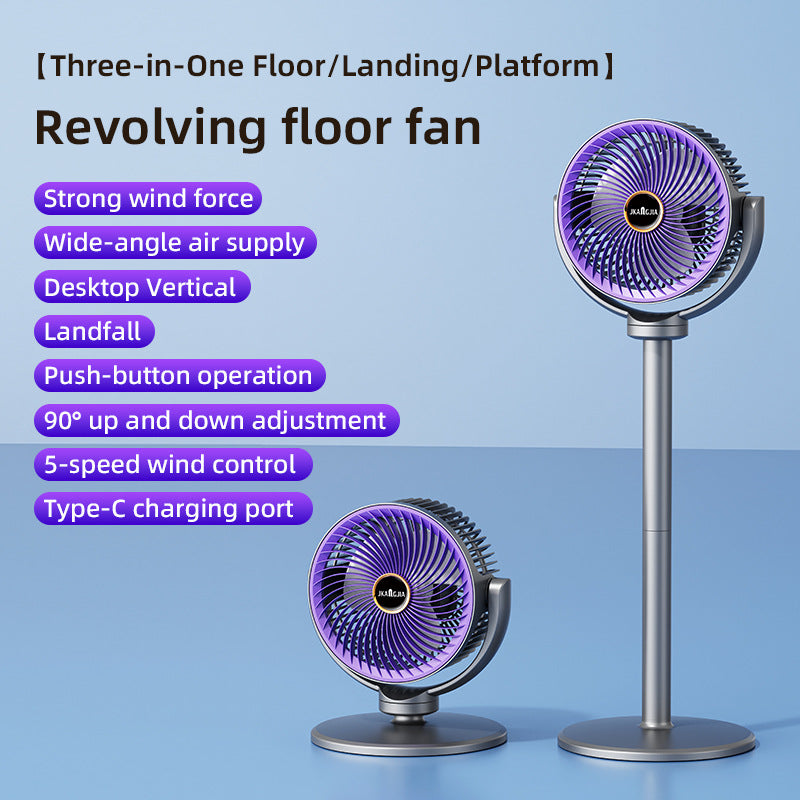 Portable Rechargeable Oscillating Desktop And Floor-standing Fan For Home Use