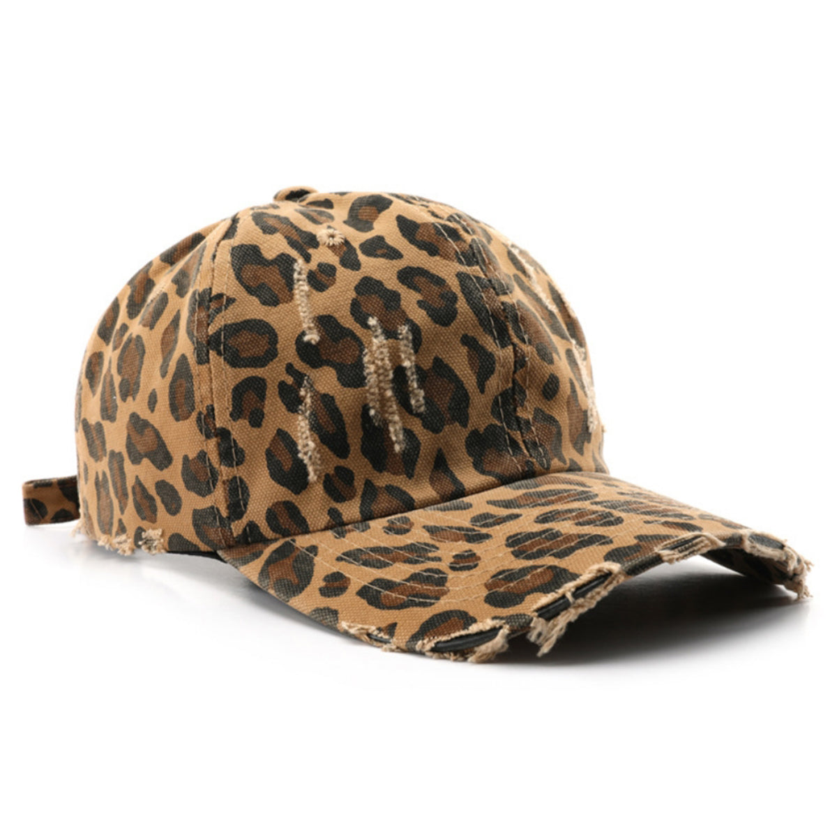 Leopard Print Distressed Beveled Adjustable Vintage-style Casual Baseball Cap Suitable For Outdoor Activities And Streetwear
