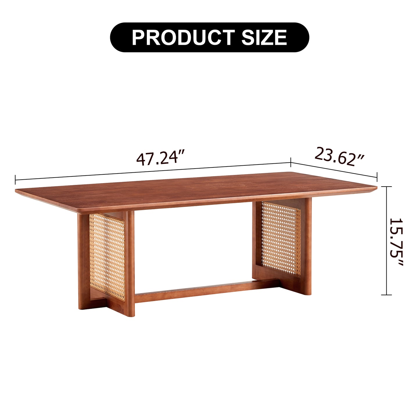 Chinese Style Log Wind Imitation Rattan Walnut Color Tea Table Rectangular Solid Wood Coffee Low Table Small Family Living Room Tea Table .W115191497