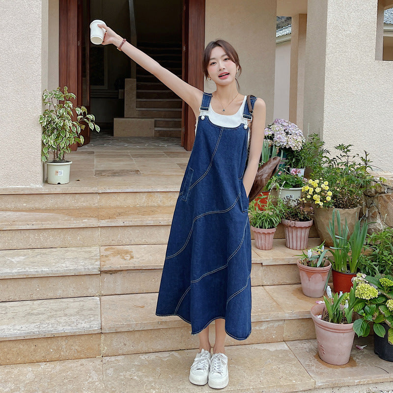 Korean-style Retro All-Match Figure-Flattering Loose A-Line Dress