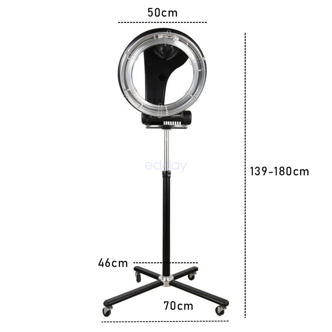 Standing Hair Dryer Accelerator Colour 360 Rotating Halo Rolling Salon EquipmentStanding Hair Dryer Accelerator Colour 360 Rotating Halo Rolling Adjustable Height 110-165cm Salon Equipment 2 2m Cord