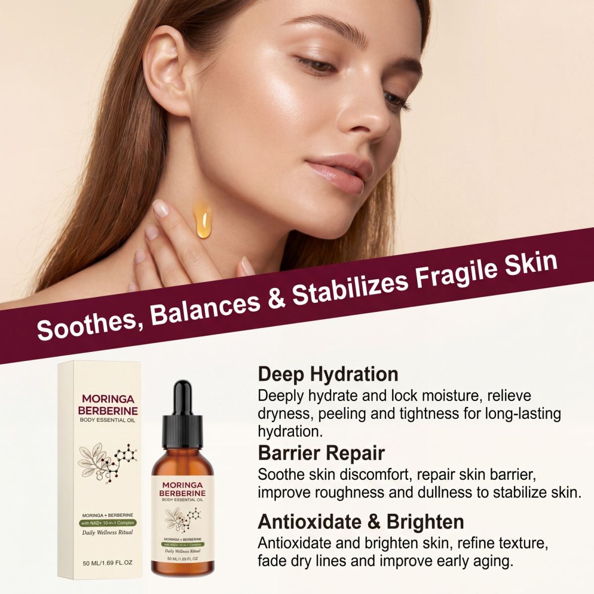 Body Moisturizing Essential Oil Lightweight Hydrating Skin Care Oil for Smooth and Nourished Skin
