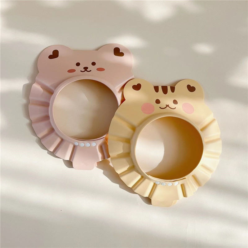 Baby Hair-Washing Cartoon Little Bear Water-Blocking Ear-Protection Shower Cap