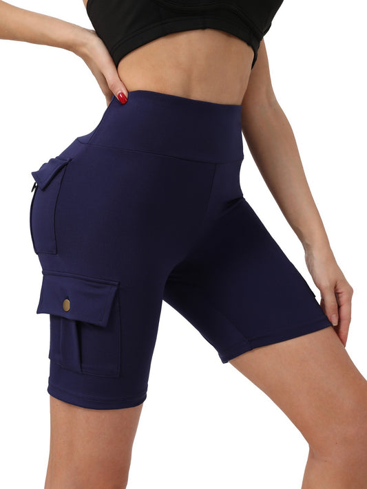 Cross-Border European And American New Popular Yoga Pants Pocket High-Waisted Fitness Hip-Lifting Shorts Sports Outdoor Leggings For Women