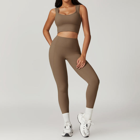High Elasticity Fitness Suit Outdoor Sports Micro-pant Vest Two-piece Set