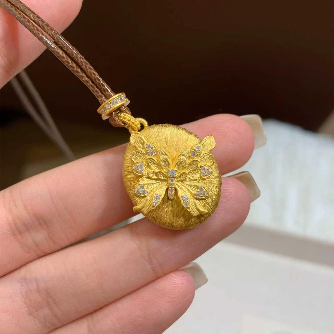 1pc 999.9 Sterling Silver Brushed Diamond Peony Pendant Necklace, Retro Chinese Style, Perfect For Daily Wear & Valentine's Gifts