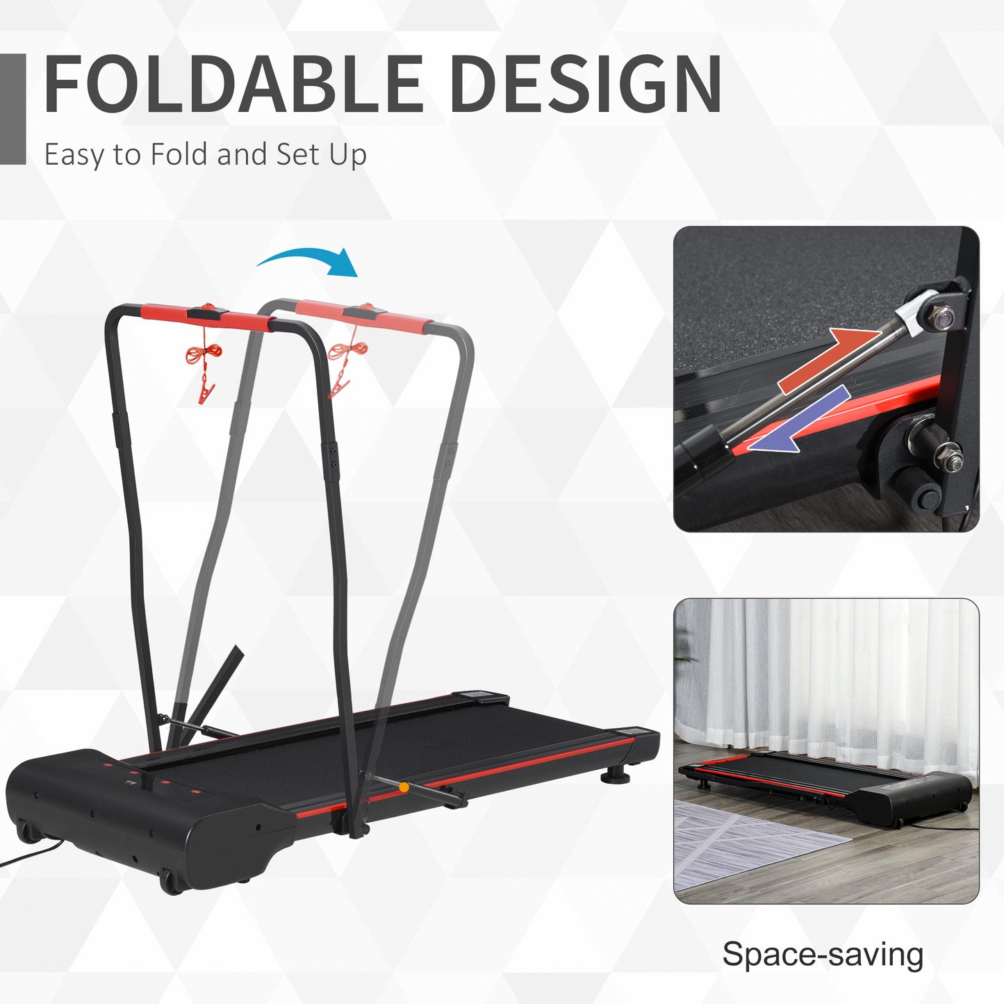 Foldable Walking Machine Treadmill 1-6km/h With LED Display & Remote Control Exercise Fitness For Home Office