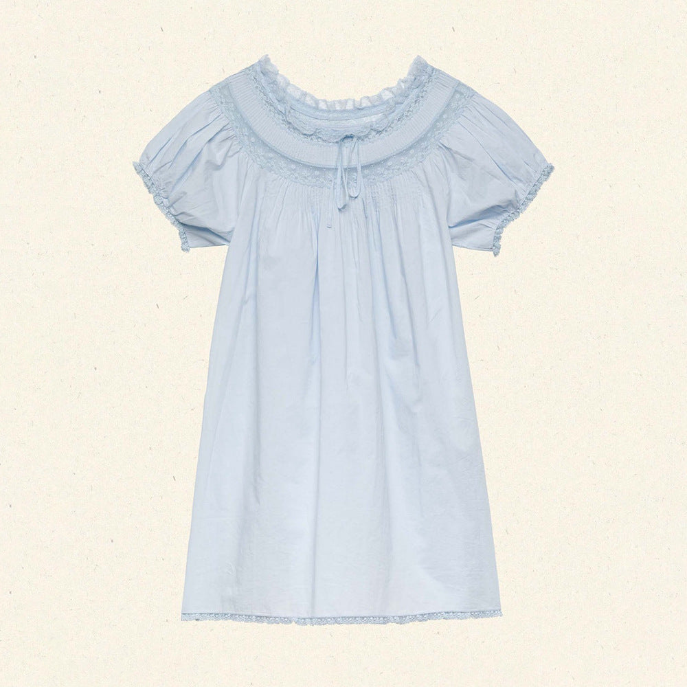 Summer New Arrival Lace-trimmed Round-neck Patchwork Dress