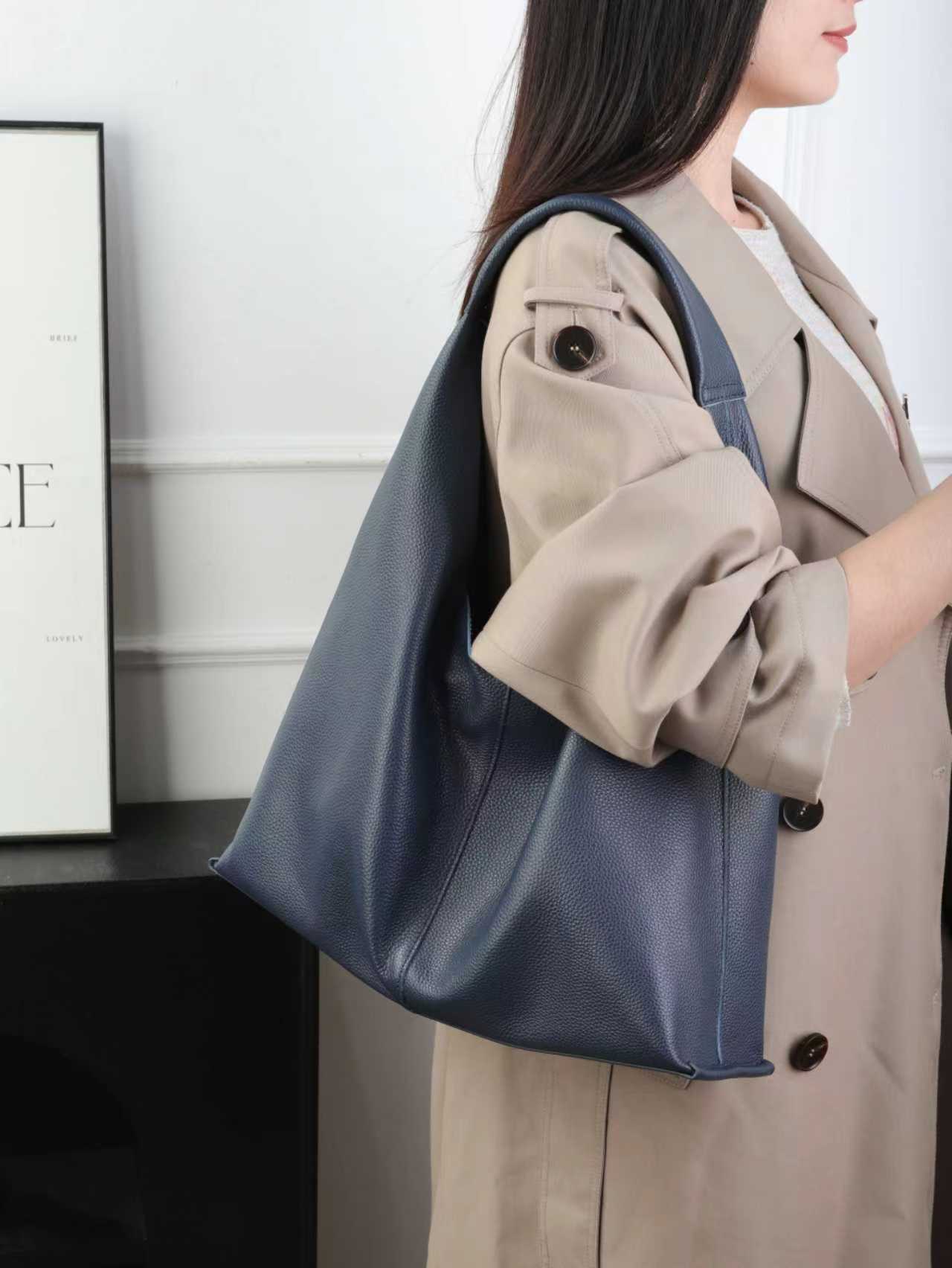 Minimalist Single-shoulder Bag, Large Capacity, Top-grain Leather, 2026 New Small Boutique Soft Leather Underarm Tote Bag For Women, Genuine Leather Large Bag