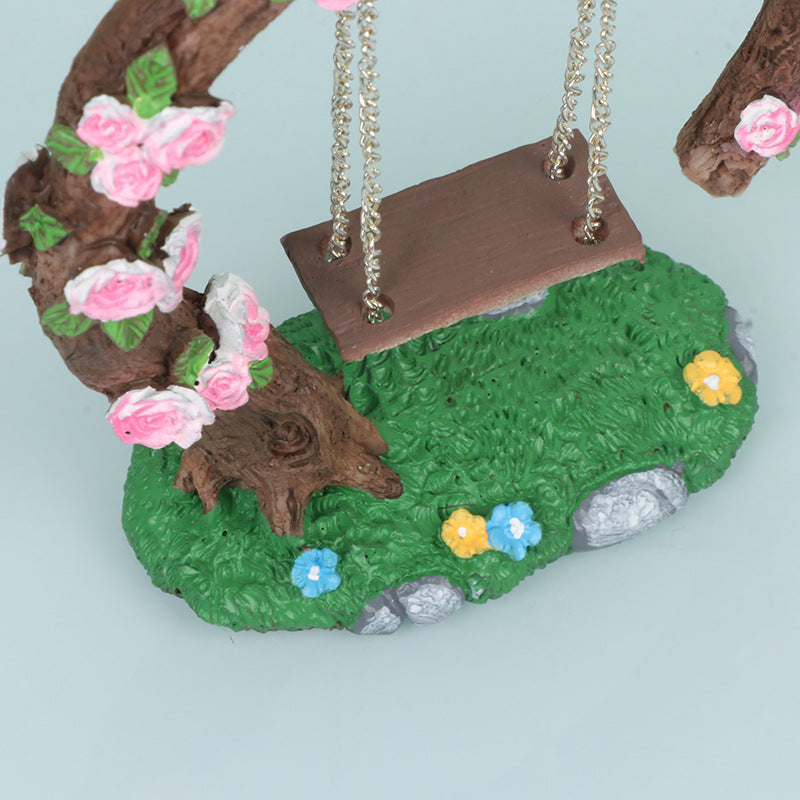 Resin Craft Rose Flower Swing Decoration For Home