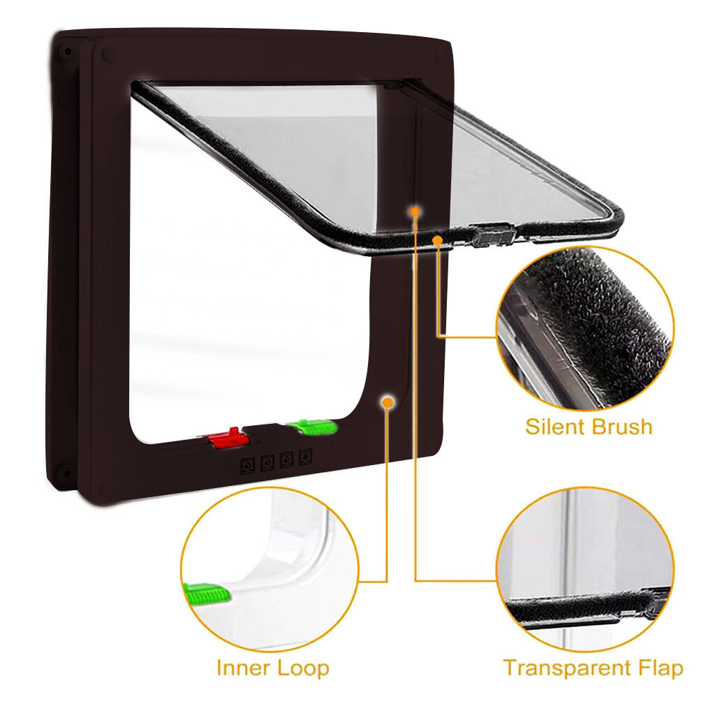 Pet Door Locking Small Medium Large Dog Cat Flap Magnetic White Frame 4 Way
