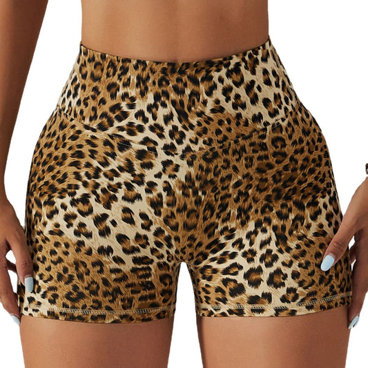 Leopard Print Yoga Shorts Camo High Waist Tight Running Sports