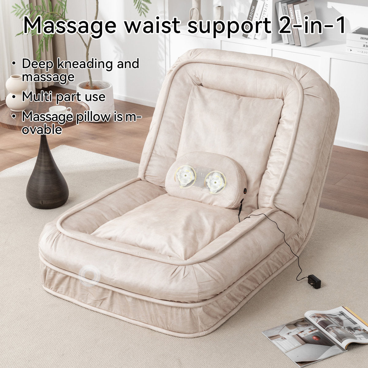 Upholstered Human Dog Bed for Adult & Pets,with 5 Adjustable Position &Massage Pillow, Bean Bag floor sofa with 2 Soft Pillows