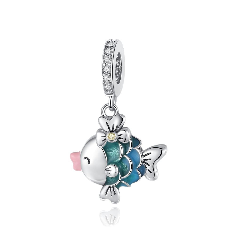 Fashion White Copper Silver Plated DIY Bracelet Jewelry Accessories Beads Pendant