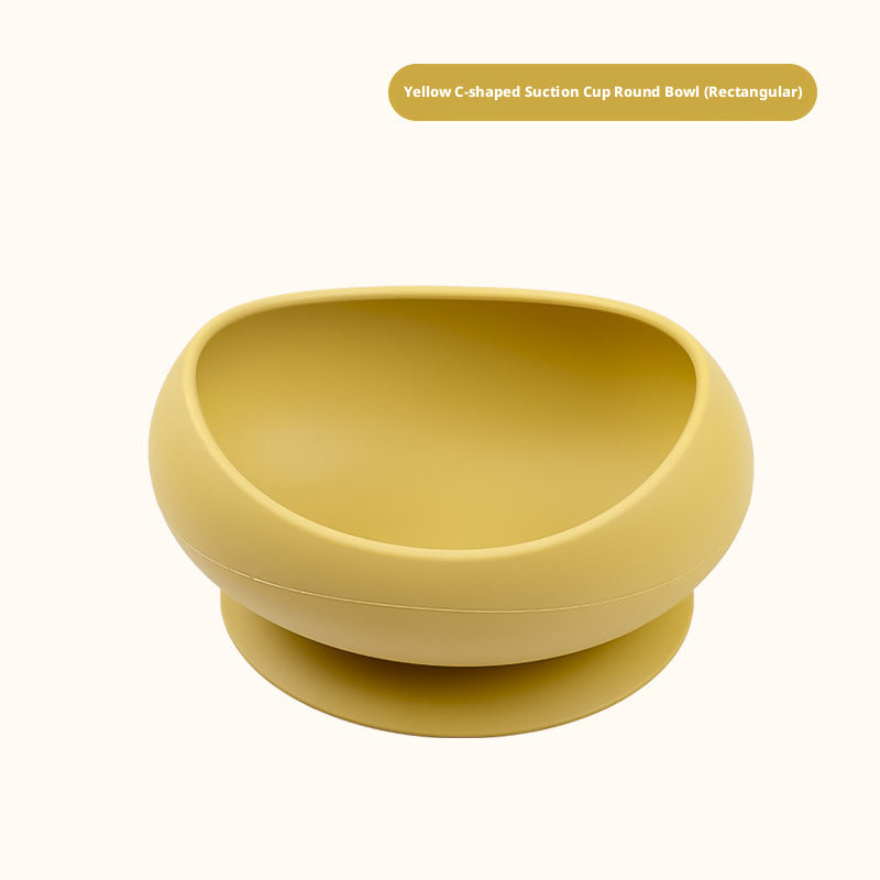 Pet C-shaped suction cup bowl-rectangular-yellow-silicone-1 piece