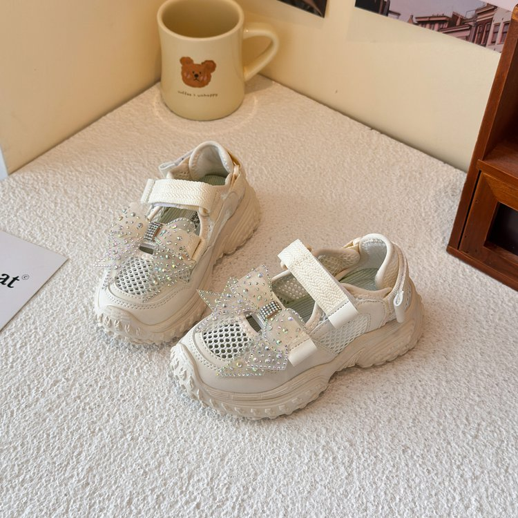 2026 Summer New Girls' Sports Sandals, Korean Mesh Breathable Closed-Toe Beach Shoes, Casual Shoes For Little Girls