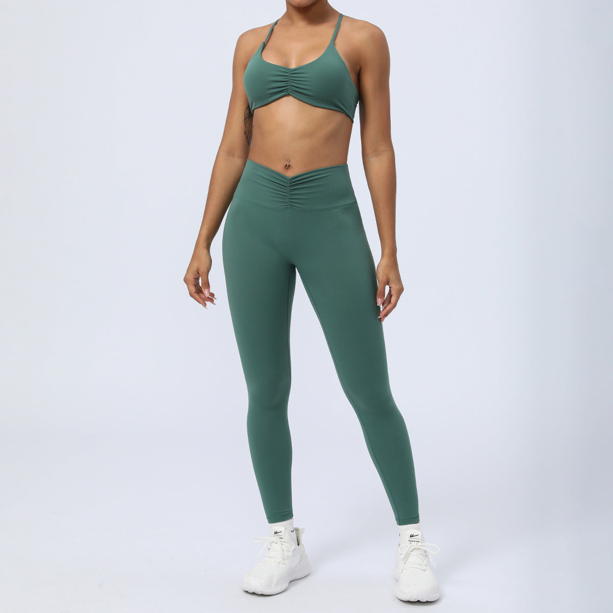 Nude Feel Workout Clothes Suit Y-shaped Beauty Back Yoga Clothes With Chest Pad