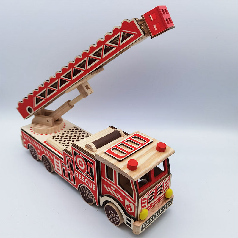 Wooden Fire Fighting Recovery Vehicle Adjustable Toy