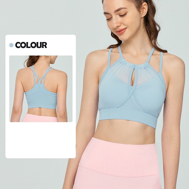 Big Tree Clothing Yoga Vest Women's Mesh Yarn False Two Pieces Workout Clothes